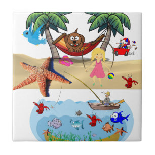 Azulejo Cerâmico Peixes de Praia Areia