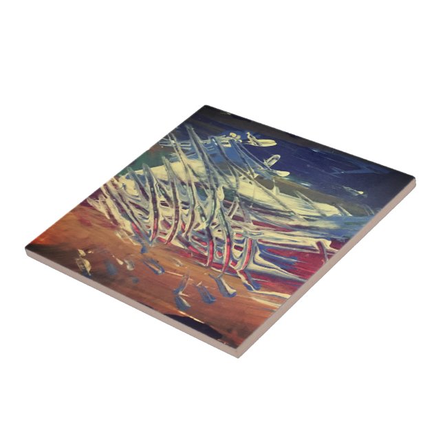 Azulejo cerâmico, pequeno (4,25" x 4,25") "Fork De (Lateral)