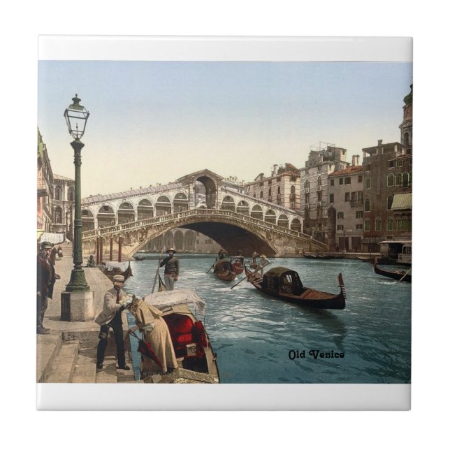 Azulejo cerâmico, Pequeno (4,25" x 4,25") Veneza a (Frente)