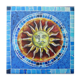 Azulejo cerâmico pequeno da foto de "Sun" - (4,25"