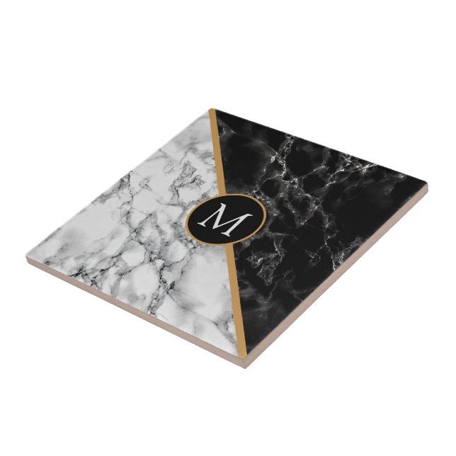 Azulejo cerâmico personalizado de preto e branco (Lateral)