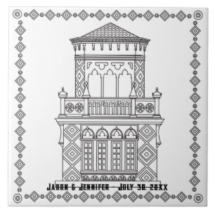 Azulejo cerâmico personalizado em torre de toque