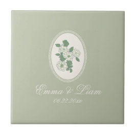 Azulejo Cerâmico Personalizado Verde Salvia para C