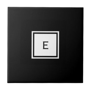 Azulejo cerâmico personalizável de preto e branco