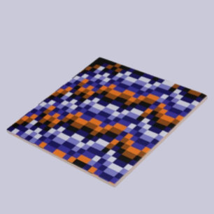 Azulejo Cerâmico Pixel Art – Azuis, Laranja e Terr