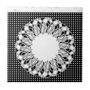 Azulejo cerâmico Polkadot branco e preto