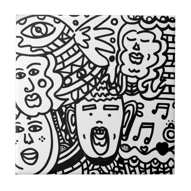 Azulejo cerâmico - Preto e Branco (Frente)