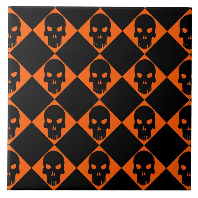 Azulejo cerâmico preto Halloween (Frente)