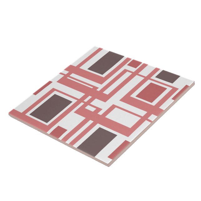 Azulejo Cerâmico Quadrados Geométricos Rosa Boho B (Lateral)