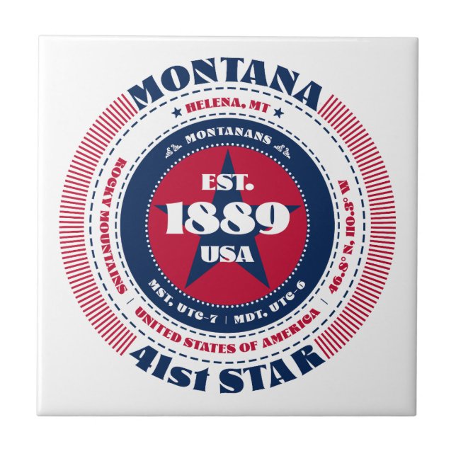Azulejo cerâmico Red, White e Blue Montana (Frente)