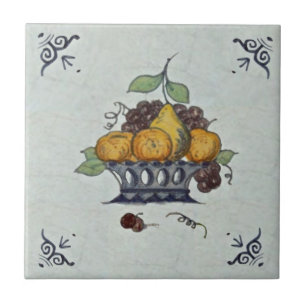 Azulejo cerâmico Repro Antique Delft Fruta Basket