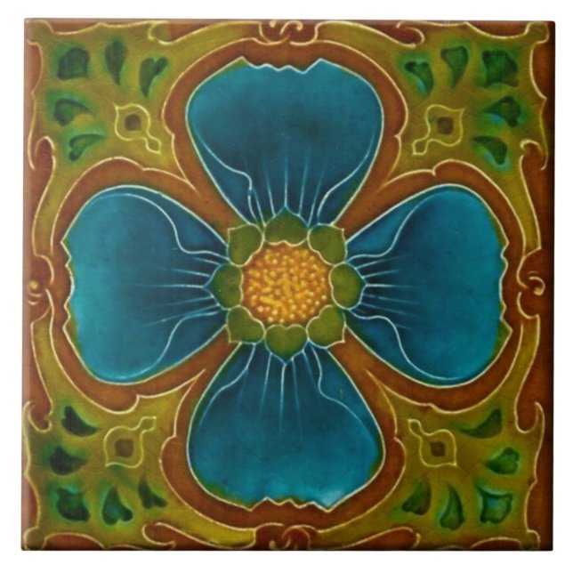 Azulejo cerâmico - Reprodução Art Nouveau (Frente)