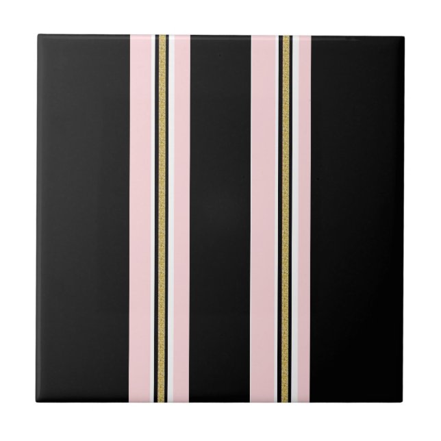 Azulejo Cerâmico Rosa e Branco com Faixa Preta Dou (Frente)