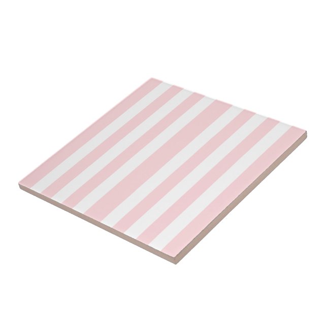Azulejo Cerâmico Rosa e Branco Listrado (Lateral)