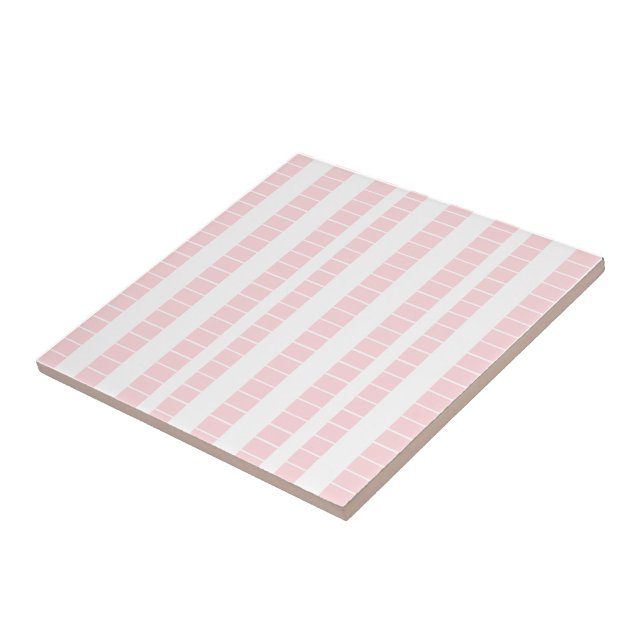 Azulejo Cerâmico Rosa e Branco Listrado (Lateral)