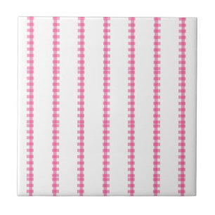 Azulejo Cerâmico Rosa e Branco Listrado Quadrado