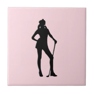 Azulejo Cerâmico Rosa Golfista Feminina
