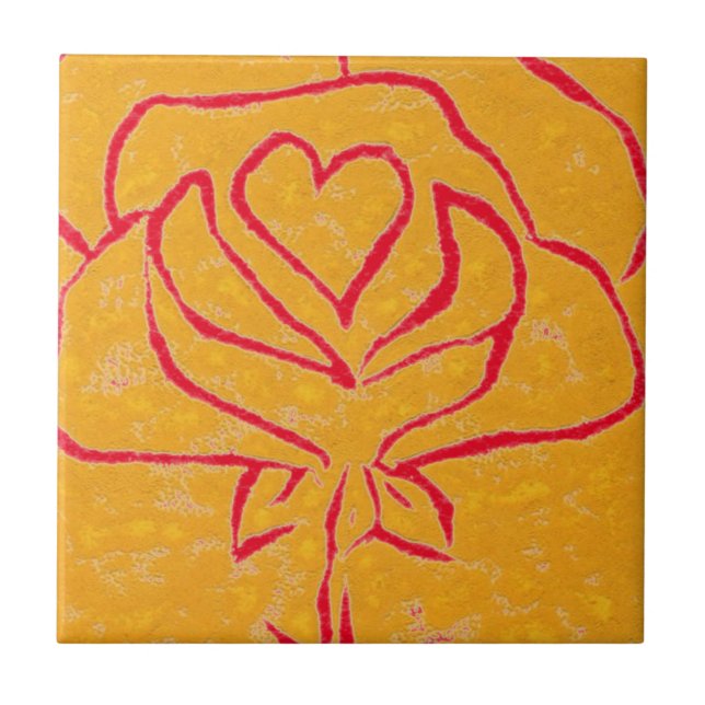 azulejo cerâmico "Rosa Heart Yellow 2" Kitchen Gar (Frente)