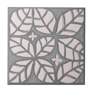 Azulejo cerâmico, Rosa leve e folha de Cinza