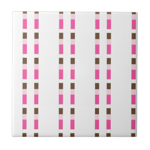 Azulejo Cerâmico Rosa Marrom Branco Listrado