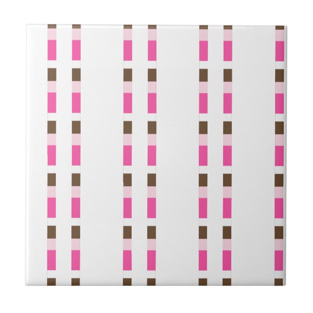 Azulejo Cerâmico Rosa Marrom Branco Listrado (Frente)