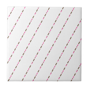 Azulejo Cerâmico Rosa Marrom Branco Listrado