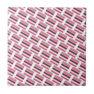 Azulejo Cerâmico Rosa Marrom Branco Listrado