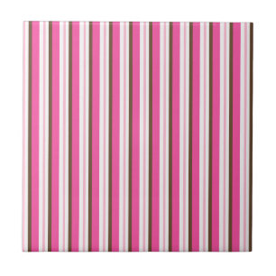 Azulejo Cerâmico Rosa Marrom Branco Listrado