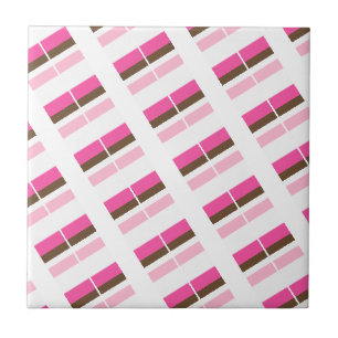 Azulejo Cerâmico Rosa Marrom Branco Listrado