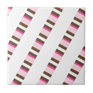 Azulejo Cerâmico Rosa Marrom Branco Listrado