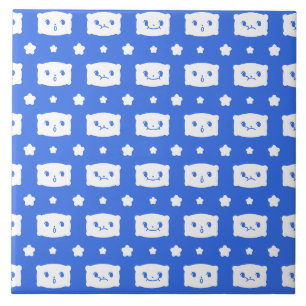 Azulejo Cerâmico Rosto de Travesseiro Kawaii Azul 