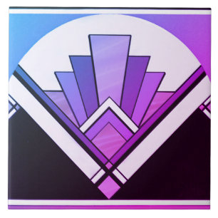 Azulejo cerâmico - Sangria Art Deco Fan Design B/P