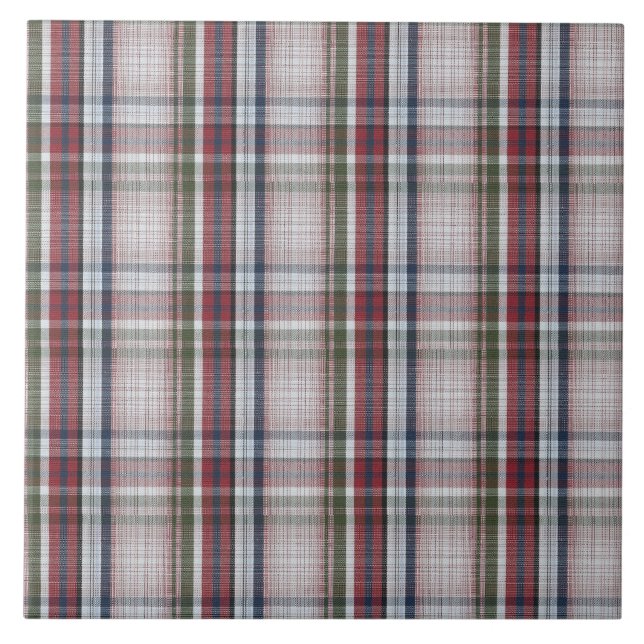 Azulejo cerâmico - Scottish Tartan Red Blue Green (Frente)
