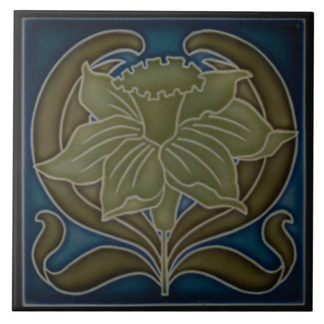 Azulejo cerâmico - Solteiro Art Nouveau Daffodil (Frente)