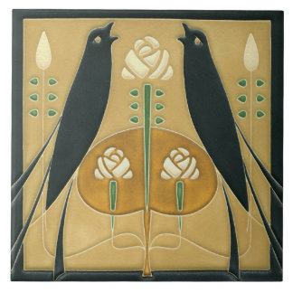 Azulejo cerâmico - Songbird Art Nouveau Floral