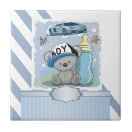 Azulejo cerâmico Stripe Blue & White Stripe Boy