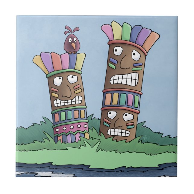 Azulejo cerâmico Tiki Bird Rosebud (Frente)