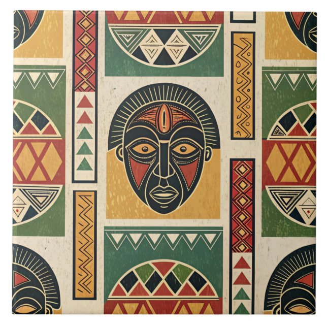 Azulejo Cerâmico Tribal Africano (Frente)
