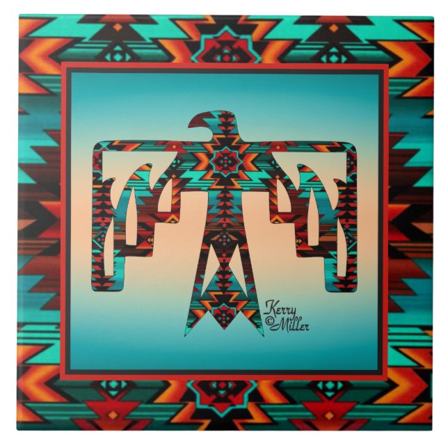 Azulejo cerâmico Tribal Thunderbird (Frente)