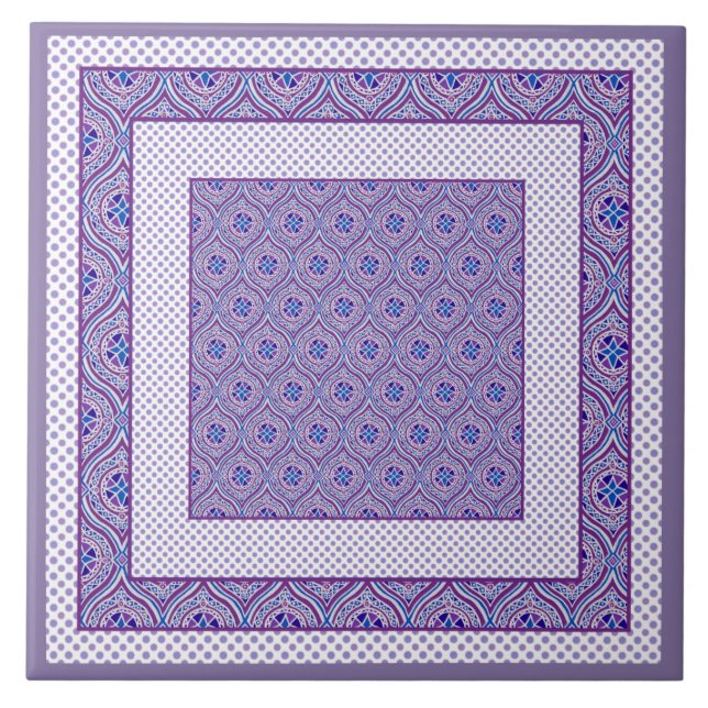 Azulejo cerâmico, Trivet Mauve e White Ogees, Polk (Frente)
