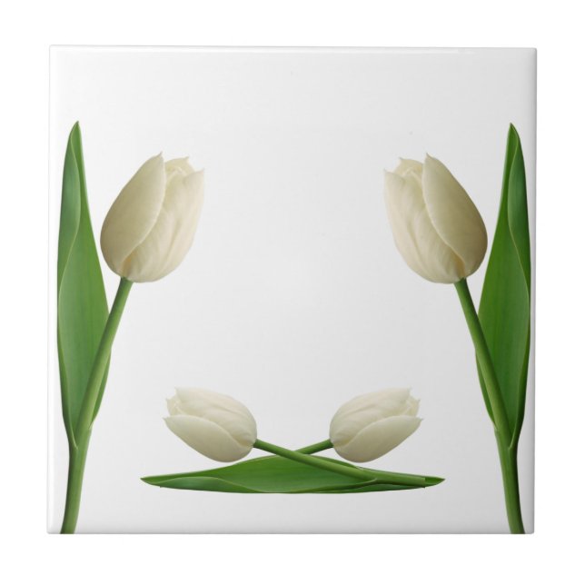 Azulejo Cerâmico Tulipas Brancas Floral (Frente)
