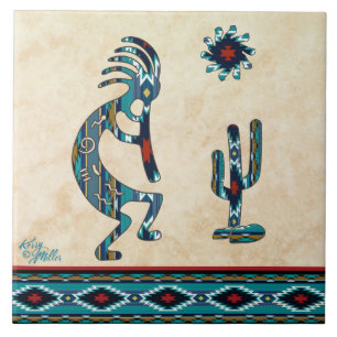 Azulejo cerâmico Turquoise Kokopelli