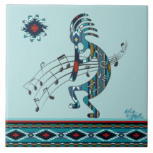 Azulejo cerâmico Turquoise Kokopelli