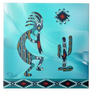Azulejo cerâmico Turquoise Kokopelli