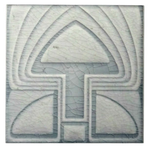 Azulejo Cerâmico Único - Padrão Cinza Art Nouveau