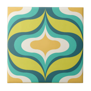 Azulejo Cerâmico Verde Brilhante Padrão Retro