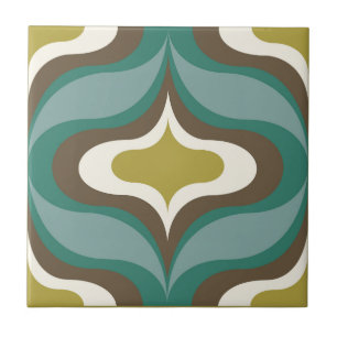 Azulejo Cerâmico Verde Esmeralda com Padrão Retro