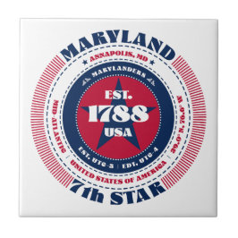 Azulejo cerâmico vermelho, branco e azul Maryland