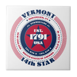 Azulejo cerâmico vermelho, branco e azul Vermont