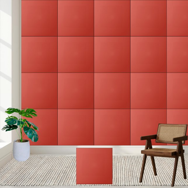 Azulejo cerâmico vermelho-laranja sólido (Solid Red-Orange Ceramic Tile)